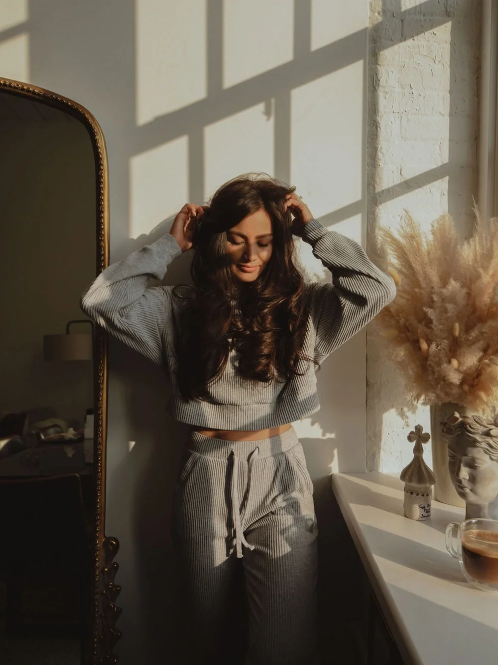 ALO Muse Hoodie and Sweatpants Set - Steel Blue